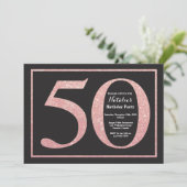50e verjaardag Roos Roze goudkleurig alkbord Kaart (Staand voorkant)