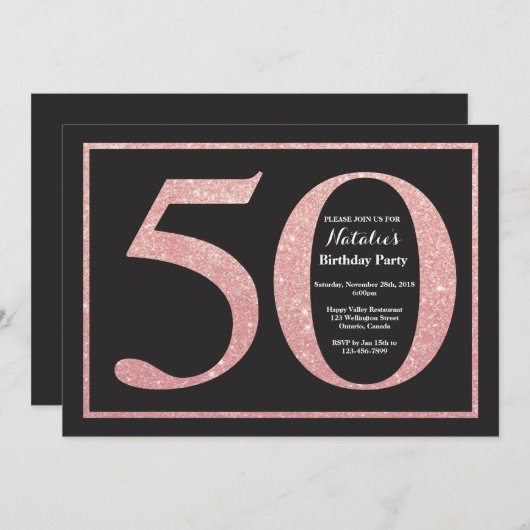 50e verjaardag Roos Roze goudkleurig alkbord Kaart (Voorkant / Achterkant)