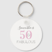 50e verjaardag Roze 50 en Favors van de Fabulous P Sleutelhanger (Voorkant)