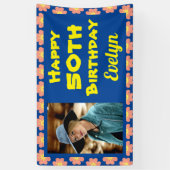 50e verjaardag Roze aanjager foto Spandoek (Verticaal)