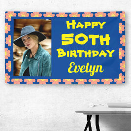 50e verjaardag Roze aanjager foto Spandoek