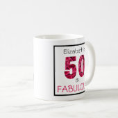 50e verjaardag roze chrysant aangepaste tekst koffiemok (Voorkant rechts)