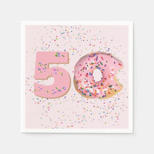 50e verjaardag Roze Donut Napkins Servet (Voorkant)