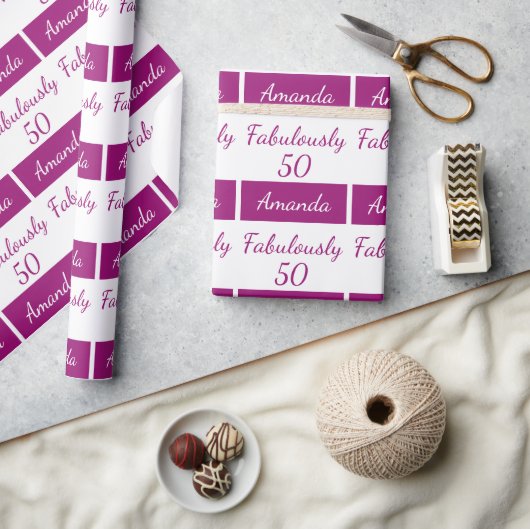 50e verjaardag Roze fabelachtig 50 het Verpakken P Cadeaupapier (Crafts)