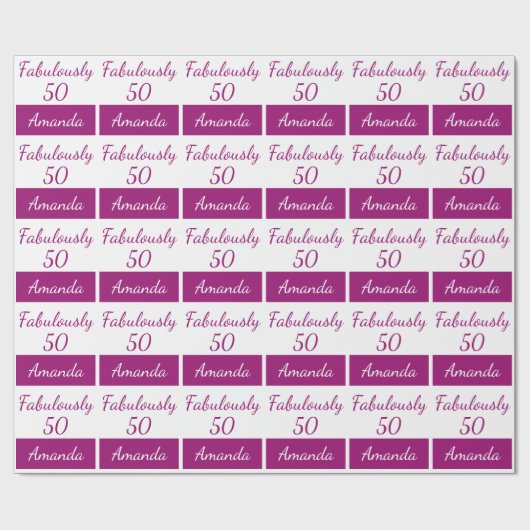 50e verjaardag Roze fabelachtig 50 het Verpakken P Cadeaupapier (Vlak)