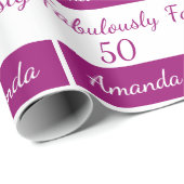 50e verjaardag Roze fabelachtig 50 het Verpakken P Cadeaupapier (Rol Hoek)