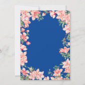 50e verjaardag Roze Floral Flowers Blue Kaart (Achterkant)