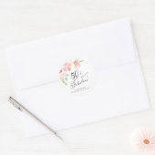 50e verjaardag Roze Floral Waterverf Ronde Sticker (Envelop)