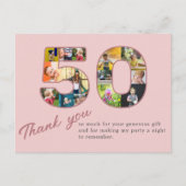 50e verjaardag Roze Foto Collage Bedankt Briefkaart (Voorkant)