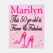 50E VERJAARDAG ROZE GEPERSONALISEERDE FLEECE DEKEN (Voorkant)