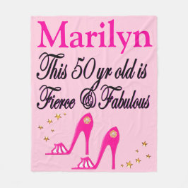 50E VERJAARDAG ROZE GEPERSONALISEERDE FLEECE DEKEN