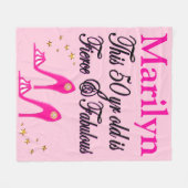 50E VERJAARDAG ROZE GEPERSONALISEERDE FLEECE DEKEN (Voorkant (Horizontaal))