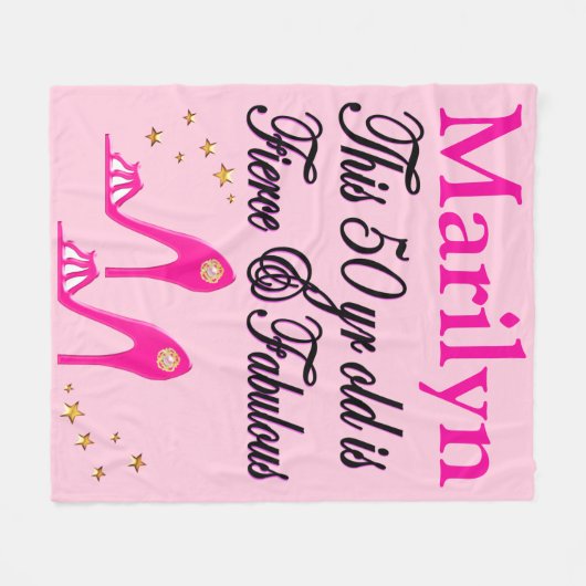 50E VERJAARDAG ROZE GEPERSONALISEERDE FLEECE DEKEN (Voorkant (Horizontaal))