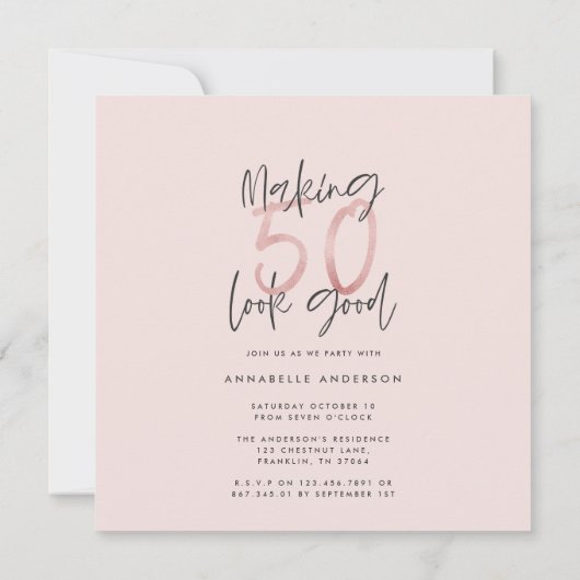 50e verjaardag roze girale fotocollage (Achterkant)