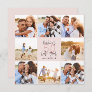 50e verjaardag roze girale fotocollage