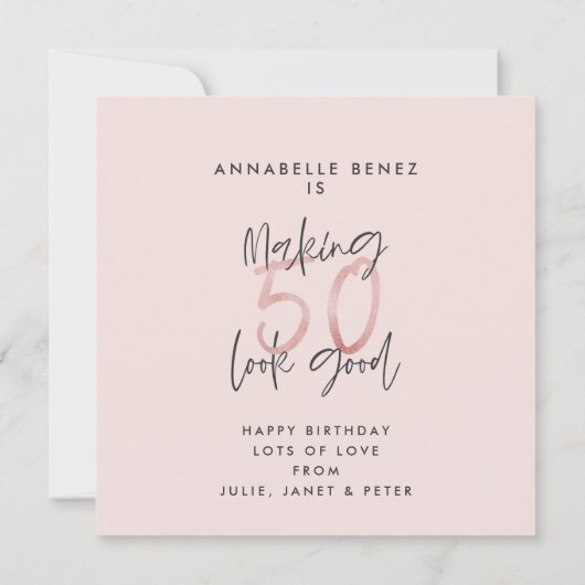 50e verjaardag roze girale fotocollage (Achterkant)