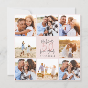 50e verjaardag roze girale fotocollage