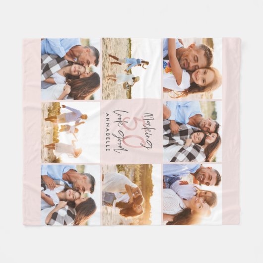 50e verjaardag roze girale fotocollage fleece deken (Voorkant (Horizontaal))
