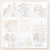 50e verjaardag roze girale fotocollage glazen onderzetter (Achterkant)