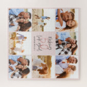 50e verjaardag roze girale fotocollage legpuzzel (Horizontaal)