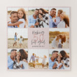 50e verjaardag roze girale fotocollage legpuzzel<br><div class="desc">50e verjaardag modern roze meisje glitter foto collage gift. Modern ontwerp van scripttekst. Een deel van een collectie.</div>