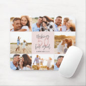 50e verjaardag roze girale fotocollage muismat (Met muis)
