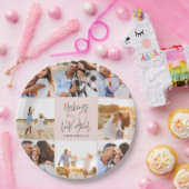50e verjaardag roze girale fotocollage papieren bordje (Feest)