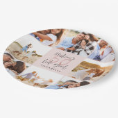 50e verjaardag roze girale fotocollage papieren bordje (Gekanteld)