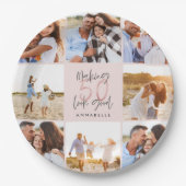 50e verjaardag roze girale fotocollage papieren bordje (Voorkant)