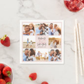 50e verjaardag roze girale fotocollage servet (Insitu)