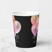 50e verjaardag, roze glitter ballonnen naamdatum papieren bekers (Links)