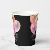 50e verjaardag, roze glitter ballonnen naamdatum papieren bekers (Rechts)