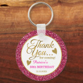 50e verjaardag Roze glitter en Gold Hartelijk dank Sleutelhanger (Voorkant)