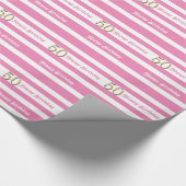 50e verjaardag roze gouden vrouwen cadeaupapier (Hoek)
