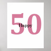 50e Verjaardag Roze Happy Custom Text Cool Gift Poster (Voorkant)
