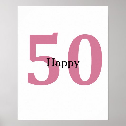 50e Verjaardag Roze Happy Custom Text Cool Gift Poster (Voorkant)