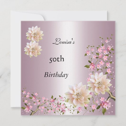 50e verjaardag Roze Lotus Blossom Floral Kaart (Voorkant)