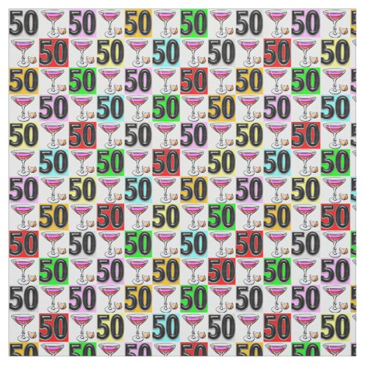 50E VERJAARDAG ROZE MARTINI STOF (Swatch)