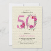 50e verjaardag roze pioen bloemstuk nummer 50 kaart (Voorkant)