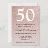 50e verjaardag Roze Rose Gold Glitter Sparkle Ombr Kaart (Voorkant)