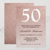50e verjaardag Roze Rose Gold Glitter Sparkle Ombr Kaart (Voorkant / Achterkant)