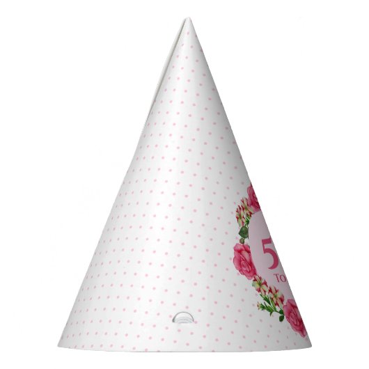 50e verjaardag Roze Roze Rood Witte Petunias Polka Feesthoedjes (Links)