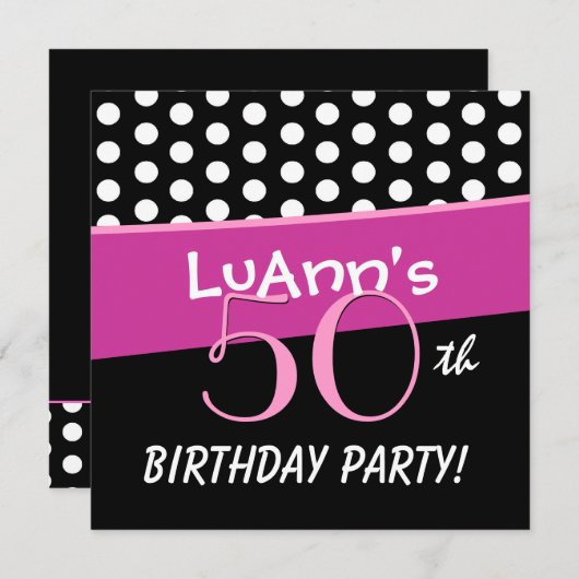 50e verjaardag Roze witte rode polaire dots D422 Kaart (Voorkant / Achterkant)