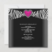 50e verjaardag Roze Zebra Heart Black White Kaart (Achterkant)