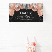 50e verjaardag roze zilveren ballonnen spandoek (Insitu)