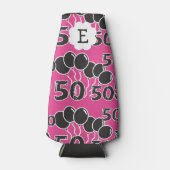 50e verjaardag ROZE ZWART Monogram Gepersonaliseer Flesjeskoeler (Voorkant)