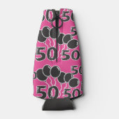 50e verjaardag ROZE ZWART Monogram Gepersonaliseer Flesjeskoeler (Achterkant)