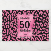 50e verjaardag Roze zwarte luipaard Mini Likeurfles Etiket (Enkel label)