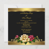 50e verjaardag Rozen Red Cream Gold Kaart (Achterkant)