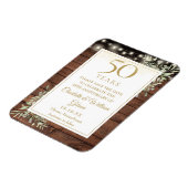 50e verjaardag Rustic hout Save The Date Magneet (Linkerzijde)